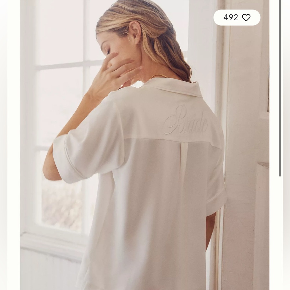Brand New! Bridal getting ready PJ’s! Anthropologie Bride Satin Short Pajama Set